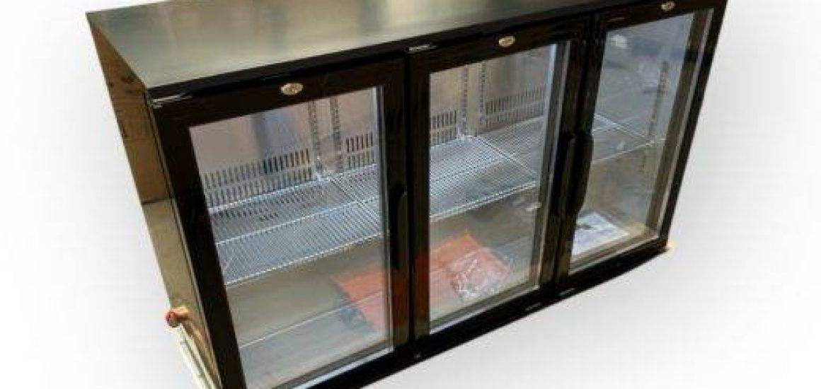 Bar fridge ideal for drinks and milk can be put under bench or above. It has double glazed doors.