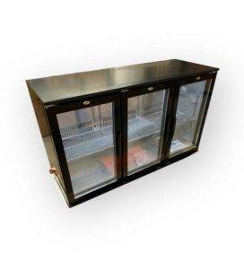 Bar fridge ideal for drinks and milk can be put under bench or above. It has double glazed doors.